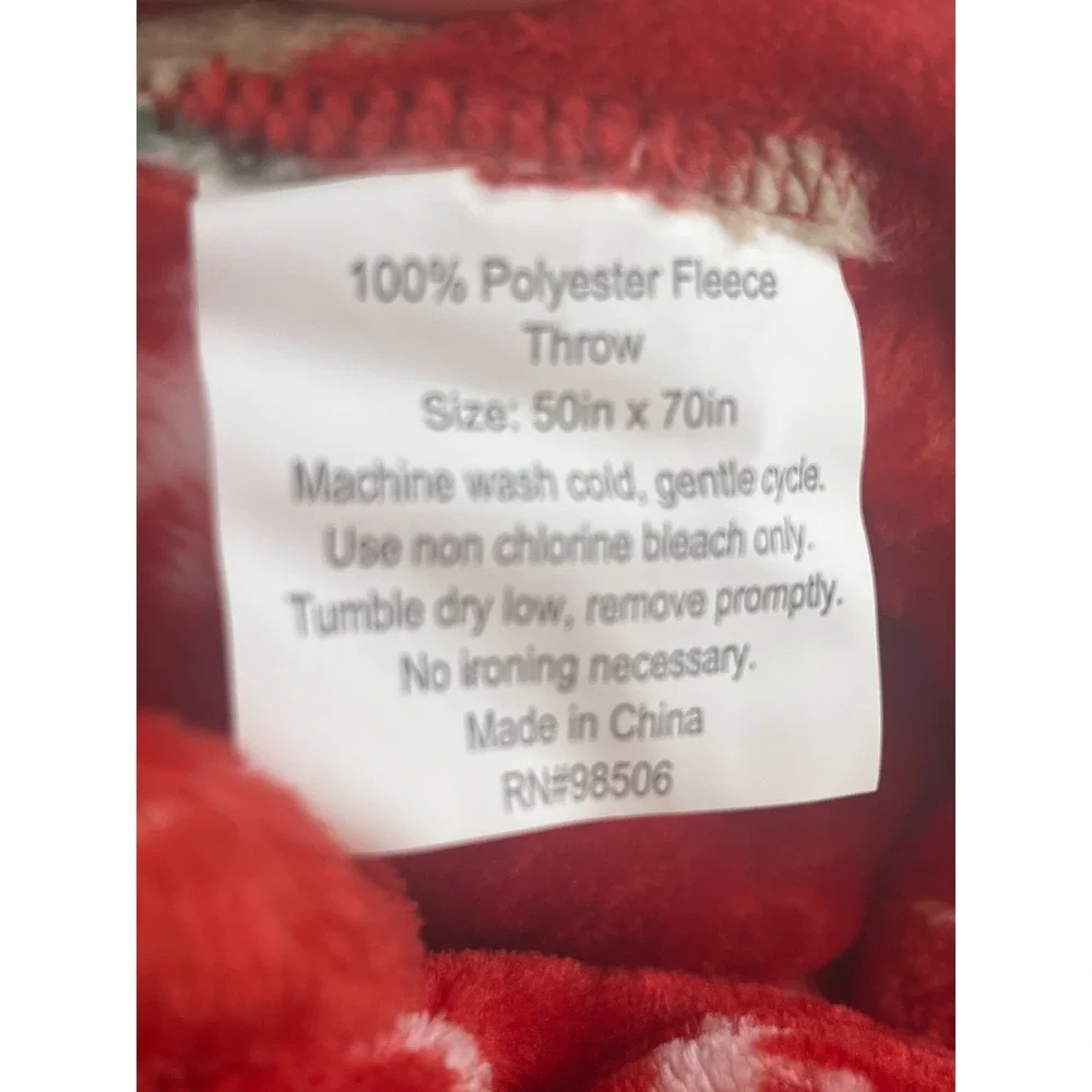 French Bulldog Dog Ultra Soft Christmas Plush Throw Blanket 50x70 Red Snowflakes